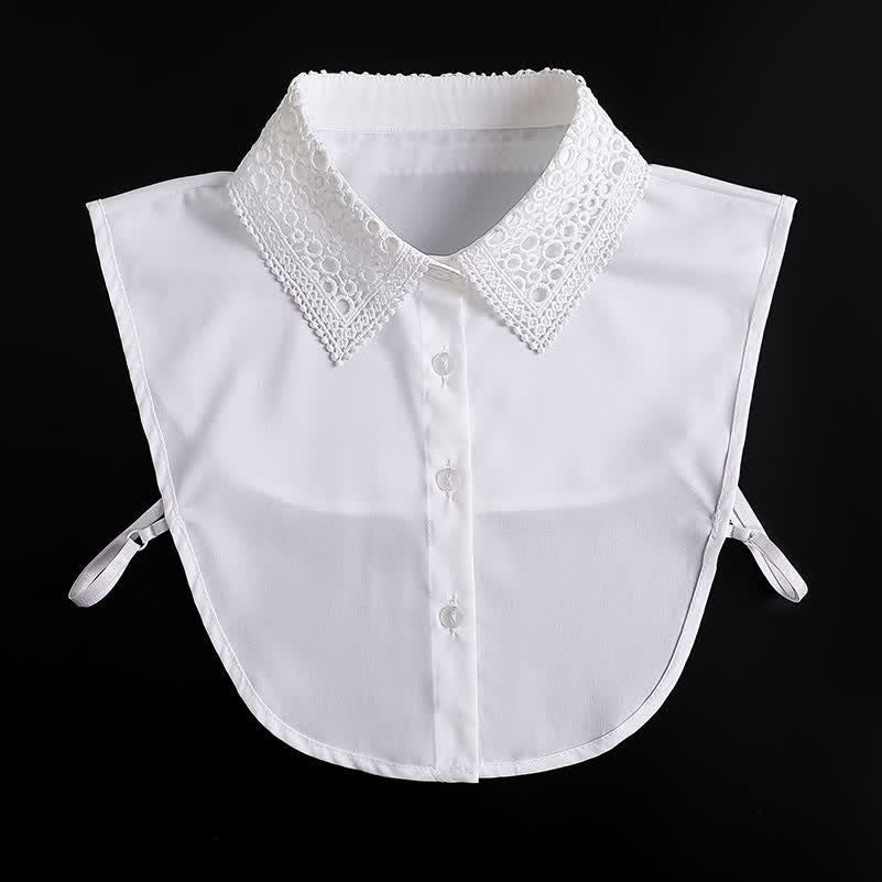 Klassische Lagenlooks mit Lochspitze, Preppy-Stil, Accessoire mit angedeutetem Kragen - Weiß - Einheitsgröße - image 2