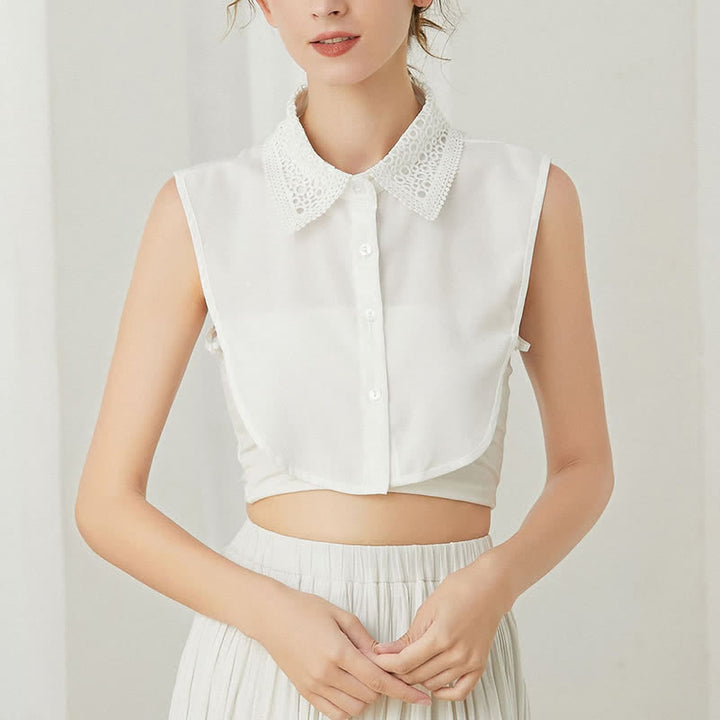Klassische Lagenlooks mit Lochspitze, Preppy-Stil, Accessoire mit angedeutetem Kragen - image 4