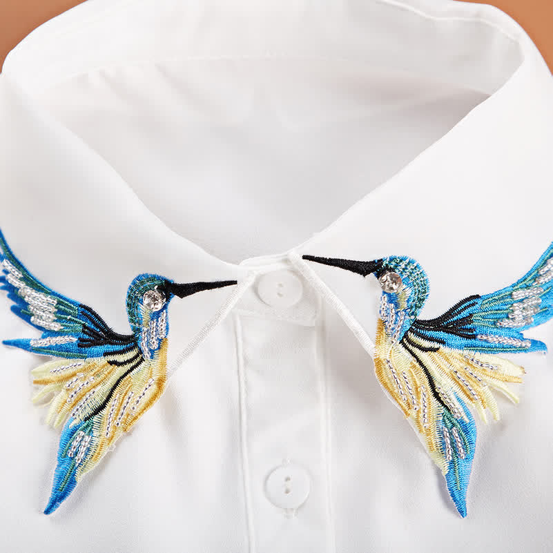 Niedlicher, farbiger, mit Kolibri bestickter Kragen für Damen - image 5