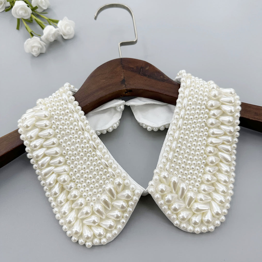 Glänzender, abnehmbarer, perlenbesetzter Fake-Kragen für Damen - image 5