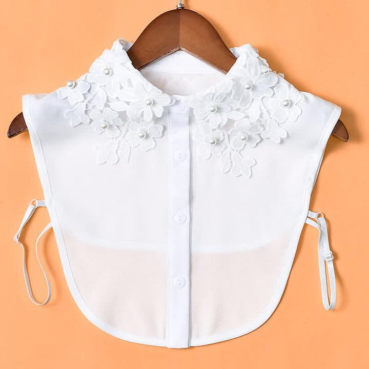 Damen-Kragen aus floraler Spitze mit Perlenverzierung - Chiffon - Weiß - Einheitsgröße - image 1
