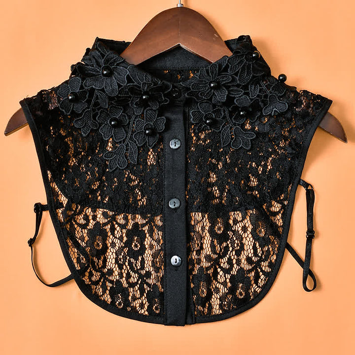 Damen-Kragen aus floraler Spitze mit Perlenverzierung - Spitze - Schwarz - Einheitsgröße - image 5