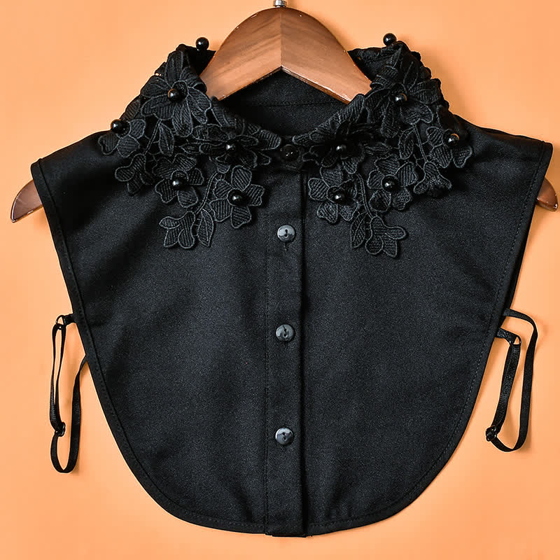 Damen-Kragen aus floraler Spitze mit Perlenverzierung - Chiffon - Schwarz - Einheitsgröße - image 3