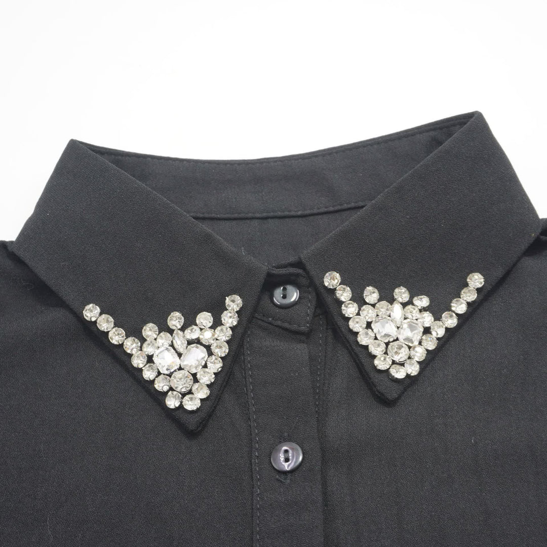 Eleganter, abnehmbarer Zierkragen mit Strassverzierungen für Damen - image 5
