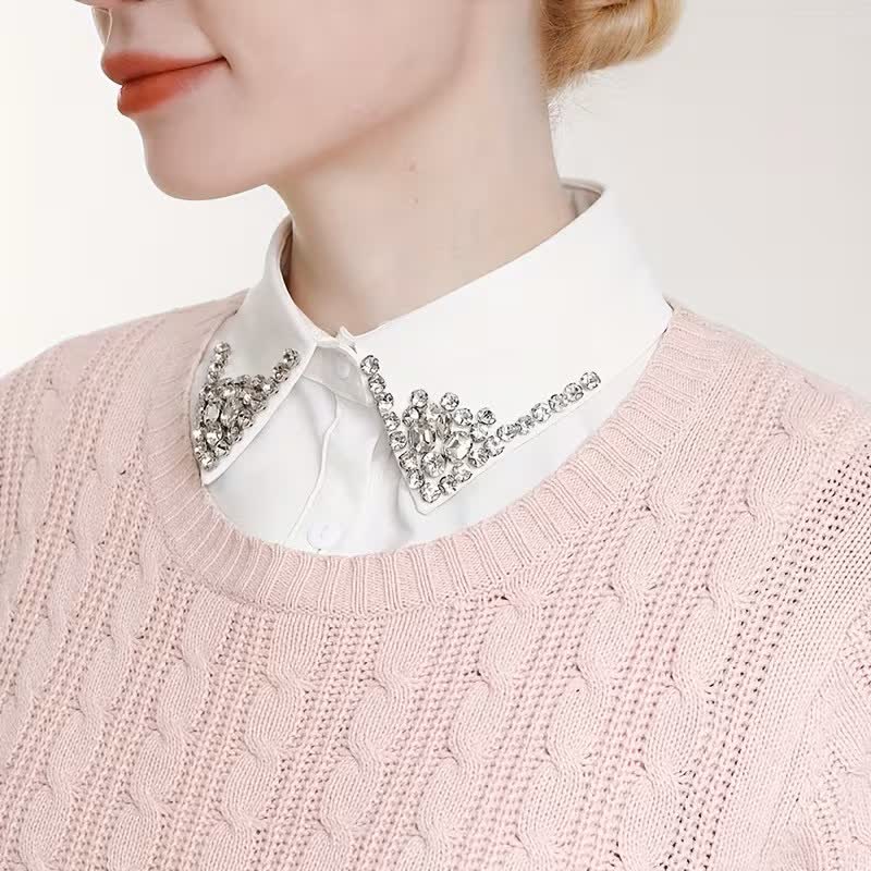 Eleganter, abnehmbarer Zierkragen mit Strassverzierungen für Damen - image 0