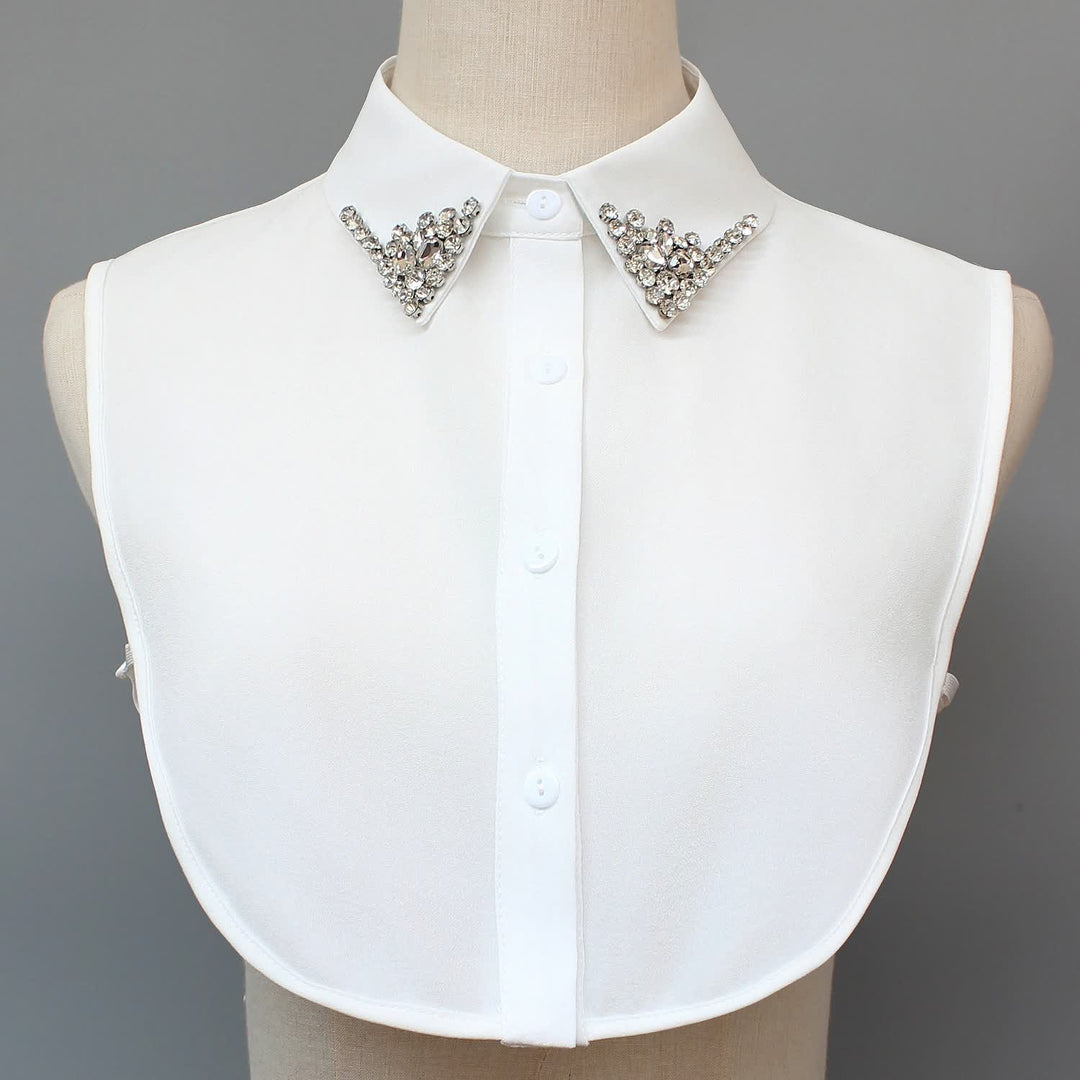 Eleganter, abnehmbarer Zierkragen mit Strassverzierungen für Damen - Weiß - Einheitsgröße - image 1