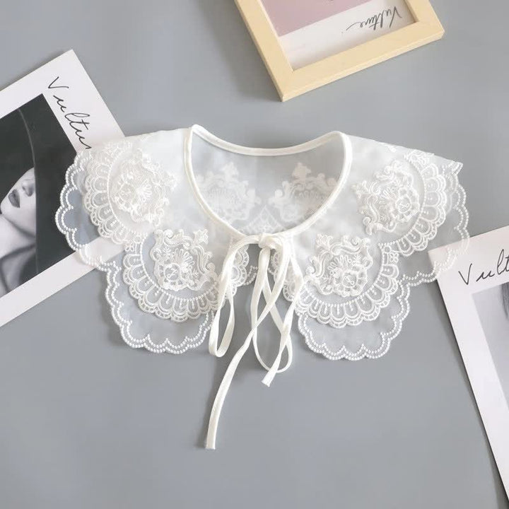 Weißes Häkelspitzen-Cape für Damen mit abnehmbarem Zierkragen - Stil Nr. 3 - Einheitsgröße - image 5