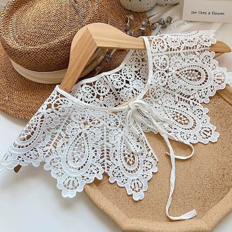 Weißes Häkelspitzen-Cape für Damen mit abnehmbarem Zierkragen - Stil Nr. 1 - Einheitsgröße - image 1
