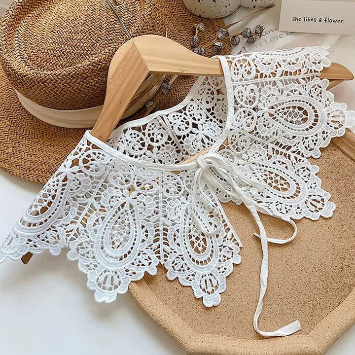 Weißes Häkelspitzen-Cape für Damen mit abnehmbarem Zierkragen - Stil Nr. 1 - Einheitsgröße - image 1