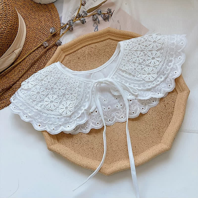 Weißes Häkelspitzen-Cape für Damen mit abnehmbarem Zierkragen - Stil Nr. 2 - Einheitsgröße - image 3