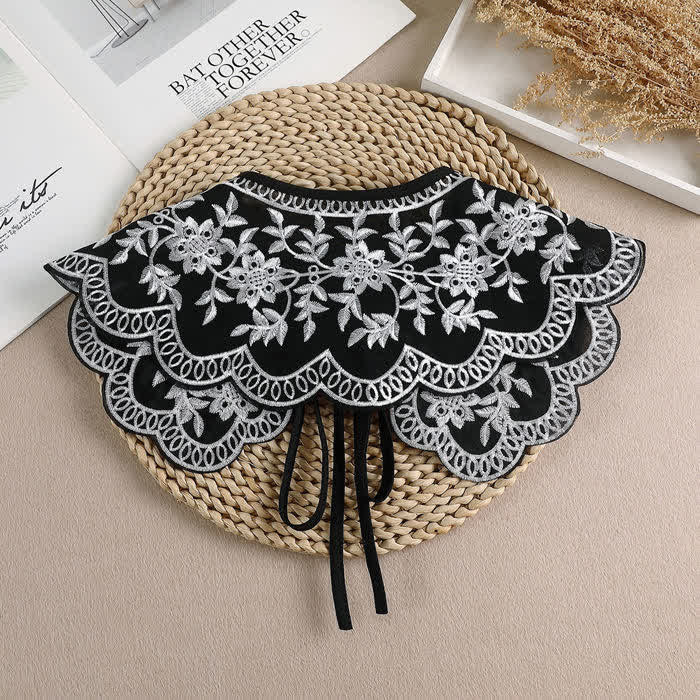 Vintage-Schal mit Blumenstickerei und angedeutetem Kragen für Damen – Cape - image 2