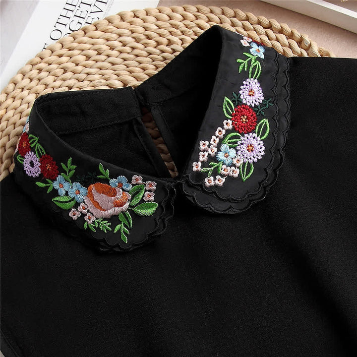 Buntes, blumengesticktes, doppellagiges Dekolleté mit angedeutetem Kragen für Damen - image 8
