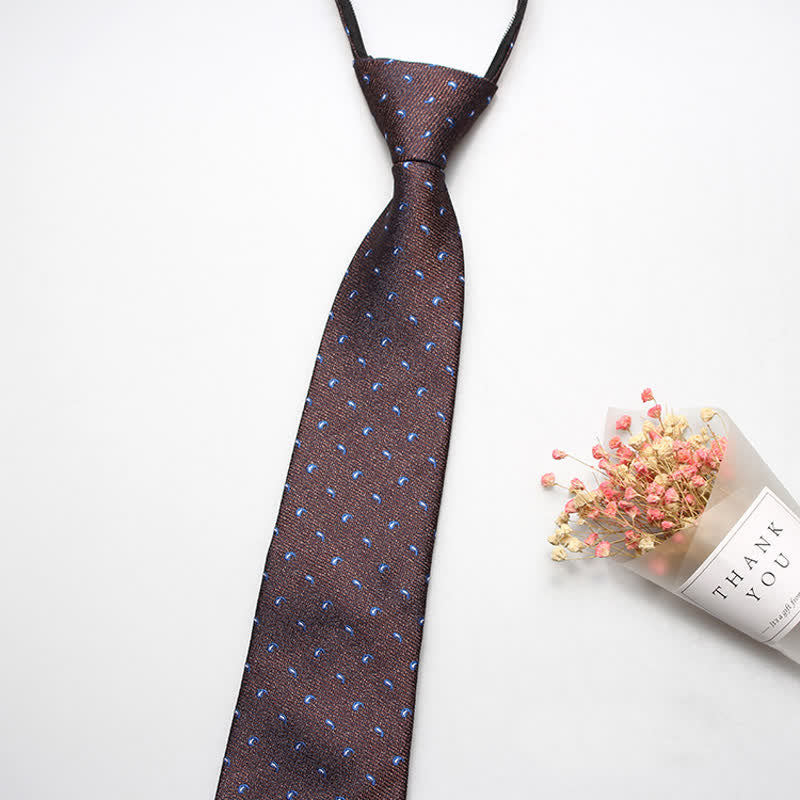 Trendy Mikro Paisley Reißverschluss-Krawatte für Herren - Kaffee - image 5