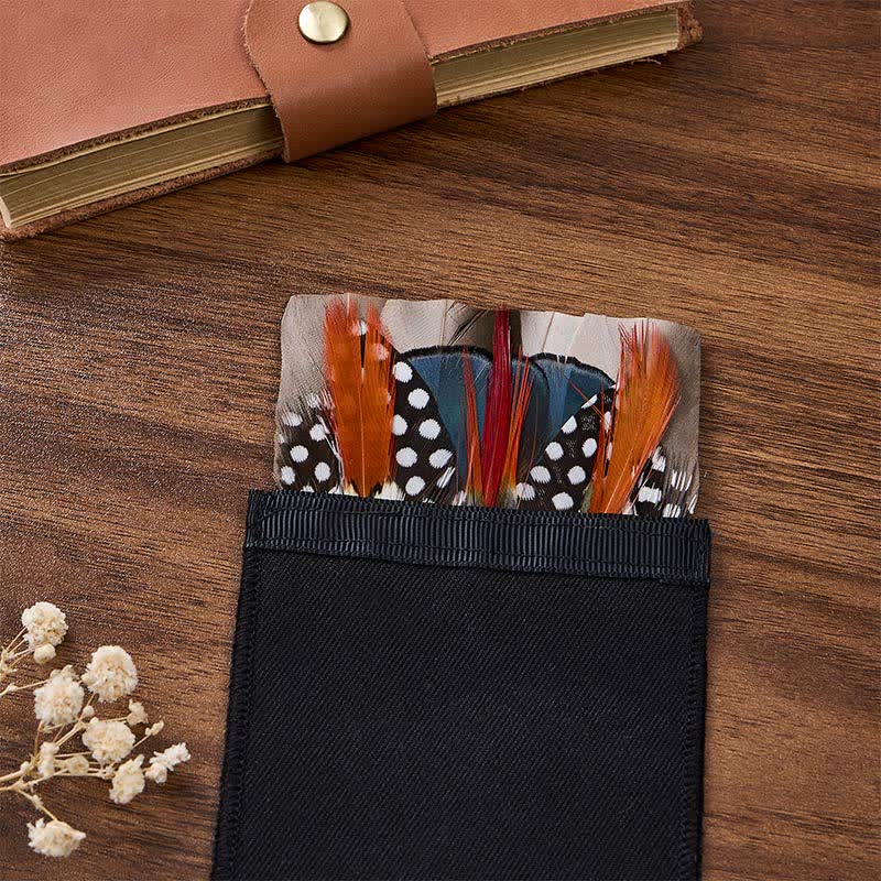 Einstecktuch mit Federn und Polka-Dots in kräftigem Orange und Türkis - image 1