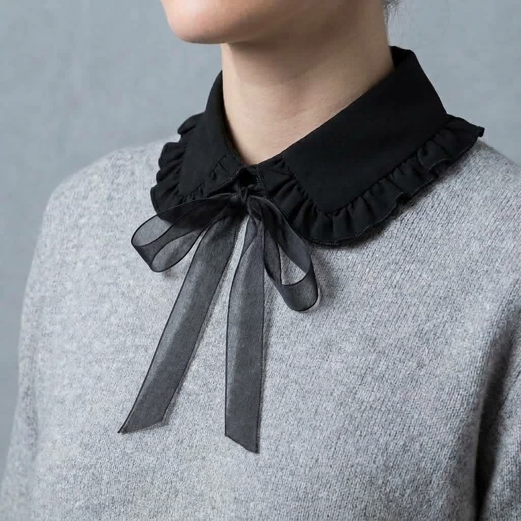 Abnehmbarer Rüschenkragen mit Schleife für Damen - image 9