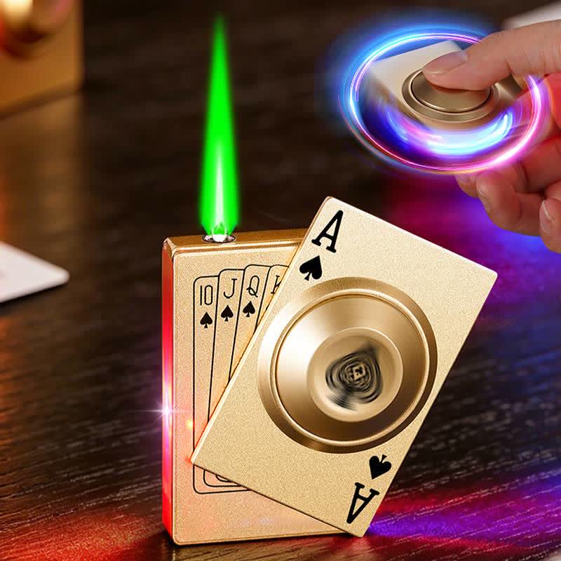 Cooles, drehbares Royal Ace Poker Fidget-Feuerzeug mit LED-Licht - image 4