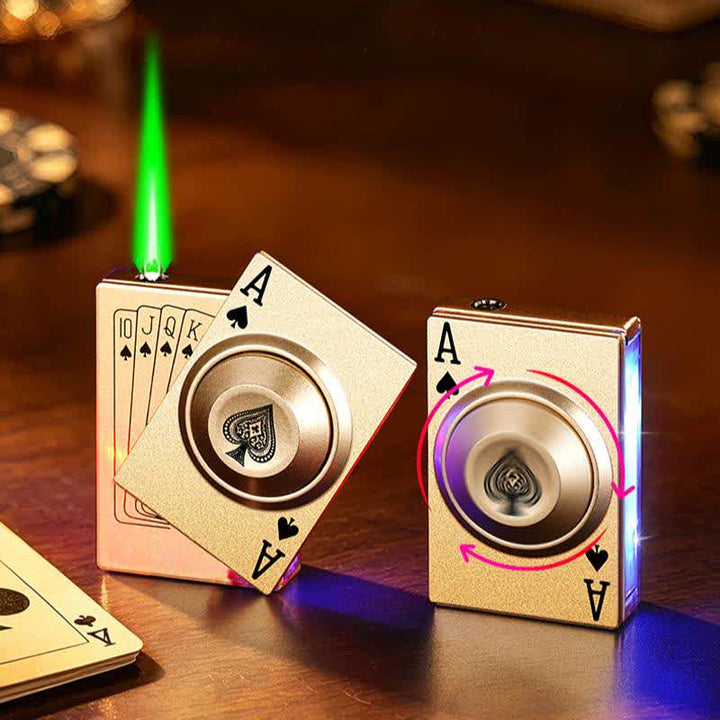 Cooles, drehbares Royal Ace Poker Fidget-Feuerzeug mit LED-Licht - image 0