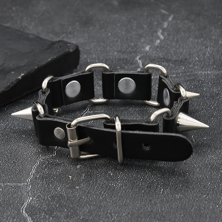 Gothic Punk Heavy Metal Nietenarmband aus PU-Leder - image 5