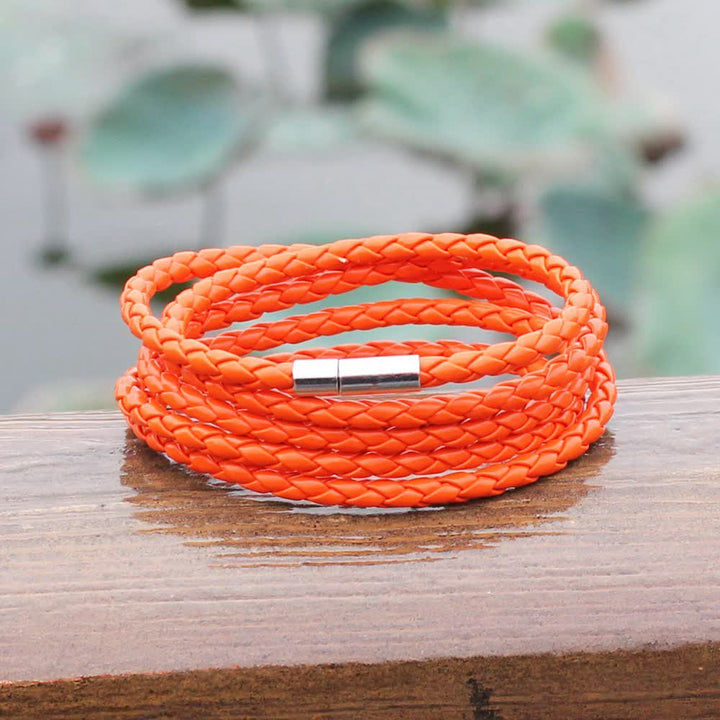 Mehrlagiges Armband aus geflochtenem PU-Leder mit Magnetverschluss - image 17