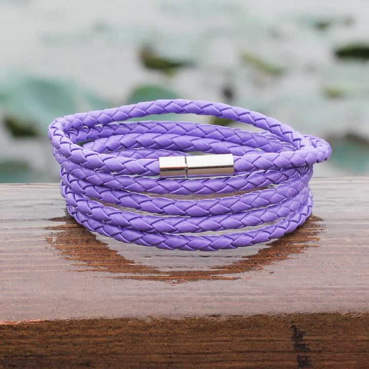 Mehrlagiges Armband aus geflochtenem PU-Leder mit Magnetverschluss - image 15