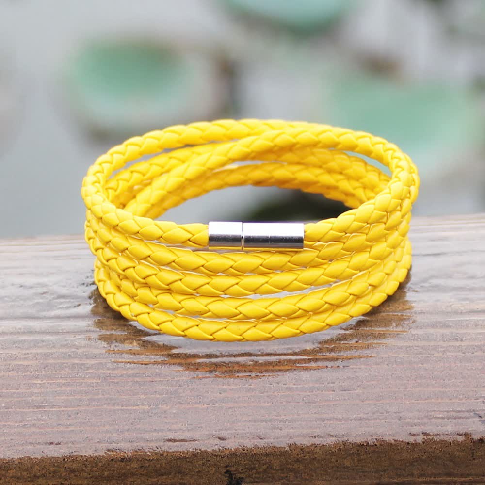 Mehrlagiges Armband aus geflochtenem PU-Leder mit Magnetverschluss - image 13
