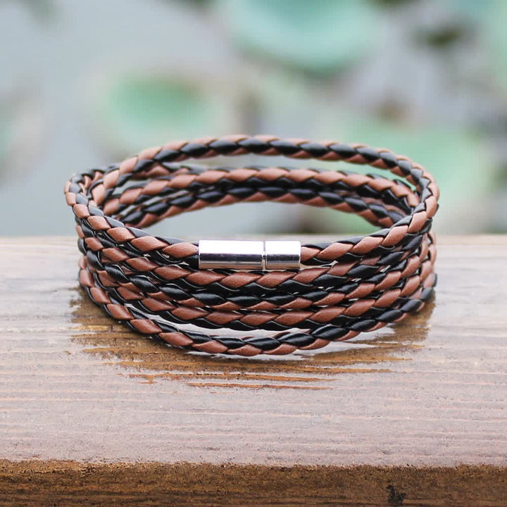 Mehrlagiges Armband aus geflochtenem PU-Leder mit Magnetverschluss - image 7