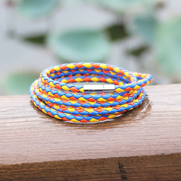 Mehrlagiges Armband aus geflochtenem PU-Leder mit Magnetverschluss - image 11
