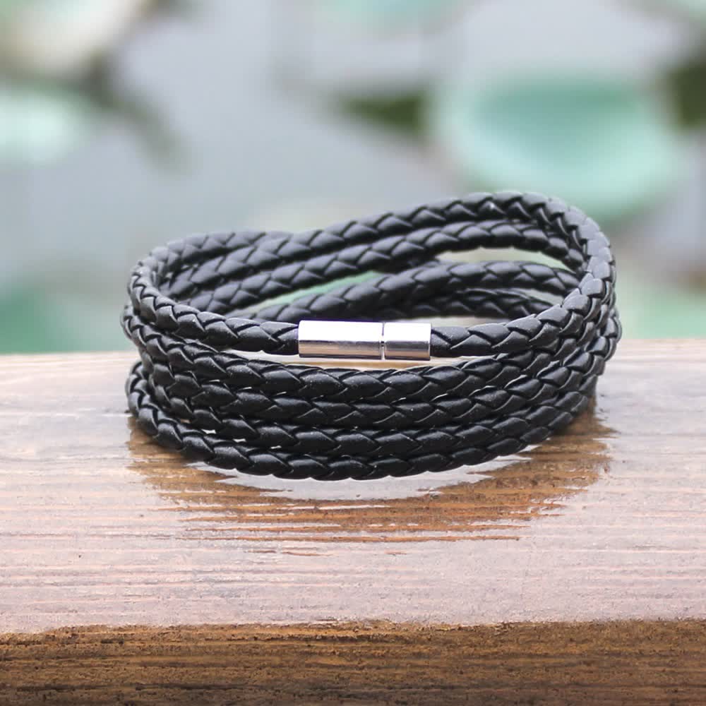 Mehrlagiges Armband aus geflochtenem PU-Leder mit Magnetverschluss - image 1
