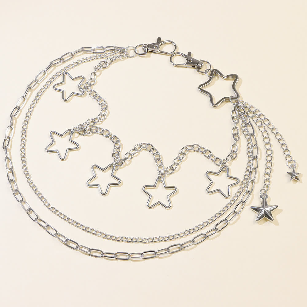 Mehrlagige Star & Moon Streetwear Statement Hose Kette - image 4