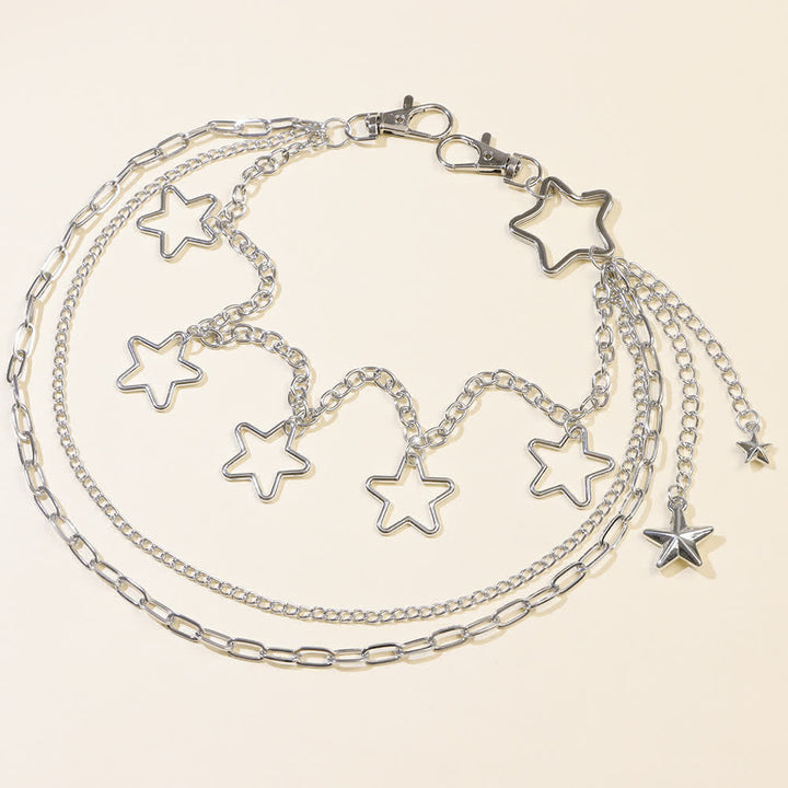 Mehrlagige Star & Moon Streetwear Statement Hose Kette - image 4