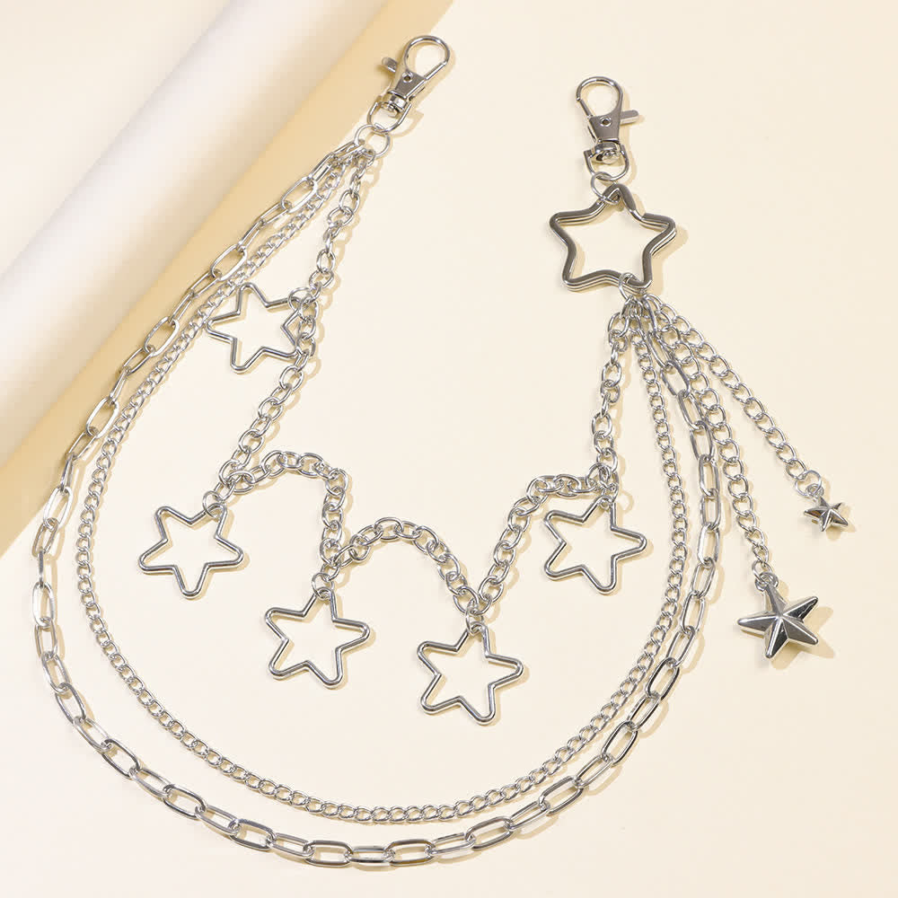 Mehrlagige Star & Moon Streetwear Statement Hose Kette - image 2
