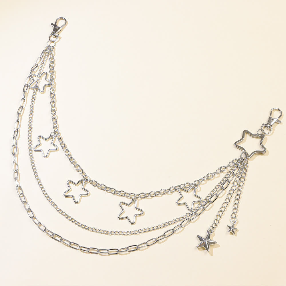 Mehrlagige Star & Moon Streetwear Statement Hose Kette - image 3