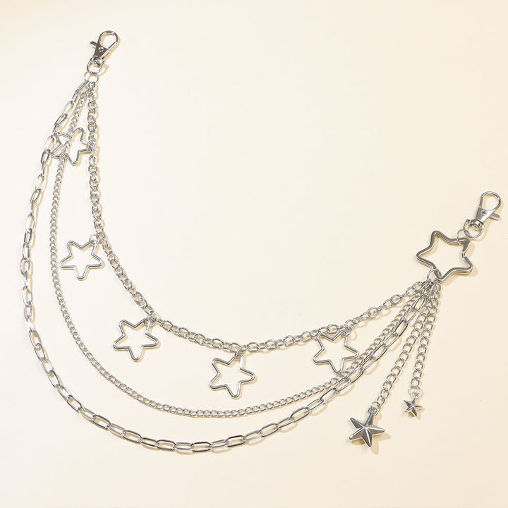 Mehrlagige Star & Moon Streetwear Statement Hose Kette - image 3
