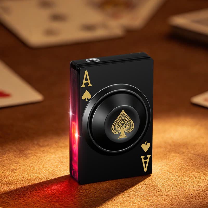 Cooles, drehbares Royal Ace Poker Fidget-Feuerzeug mit LED-Licht - Schwarz - image 9