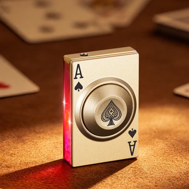 Cooles, drehbares Royal Ace Poker Fidget-Feuerzeug mit LED-Licht - Gold - image 2