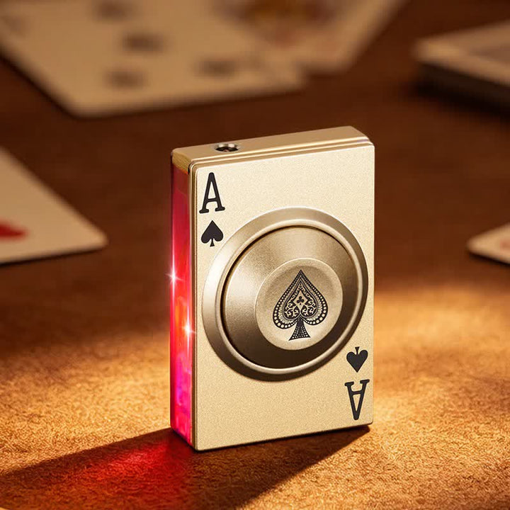 Cooles, drehbares Royal Ace Poker Fidget-Feuerzeug mit LED-Licht - Gold - image 2
