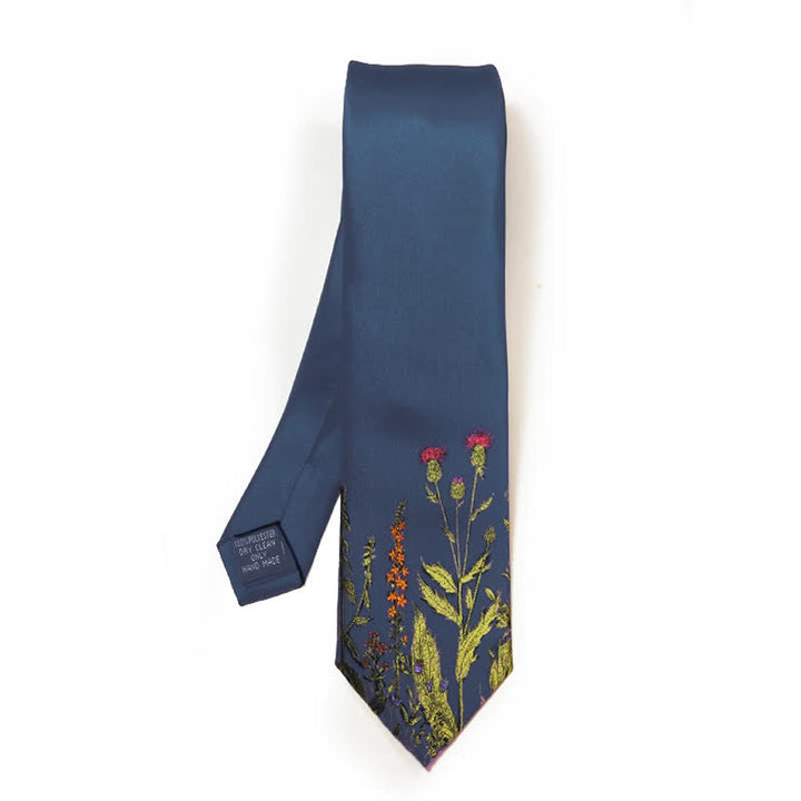 Marineblau Herren-Krawatte Mit Blumenmuster - Marineblau - image 0