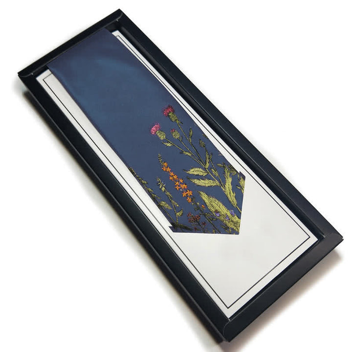 Marineblau Herren-Krawatte Mit Blumenmuster - image 3