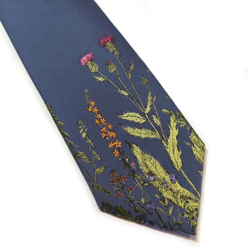 Marineblau Herren-Krawatte Mit Blumenmuster - image 4