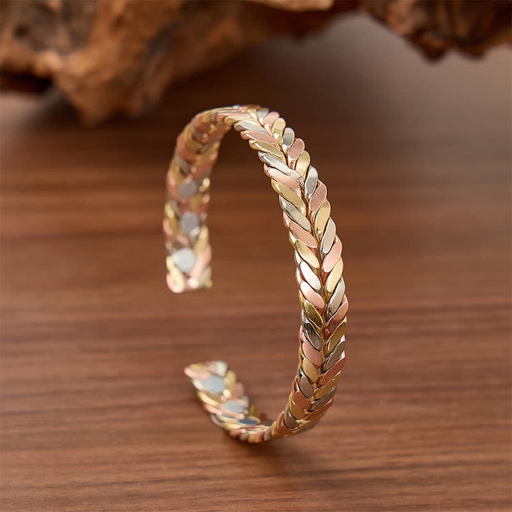 Dreifarbiges, kupferfarbenes, geflochtenes Armband mit Öffnung und Magnetverschluss - Dreifarbig - image 0