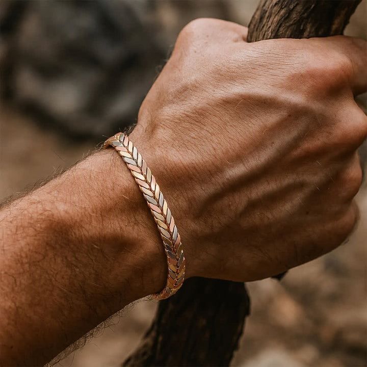 Dreifarbiges, kupferfarbenes, geflochtenes Armband mit Öffnung und Magnetverschluss - image 1