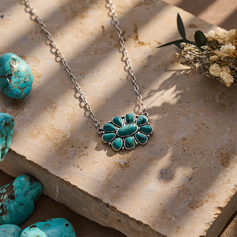 Vintage Boho Türkisblumen-Halskette für Damen - image 4