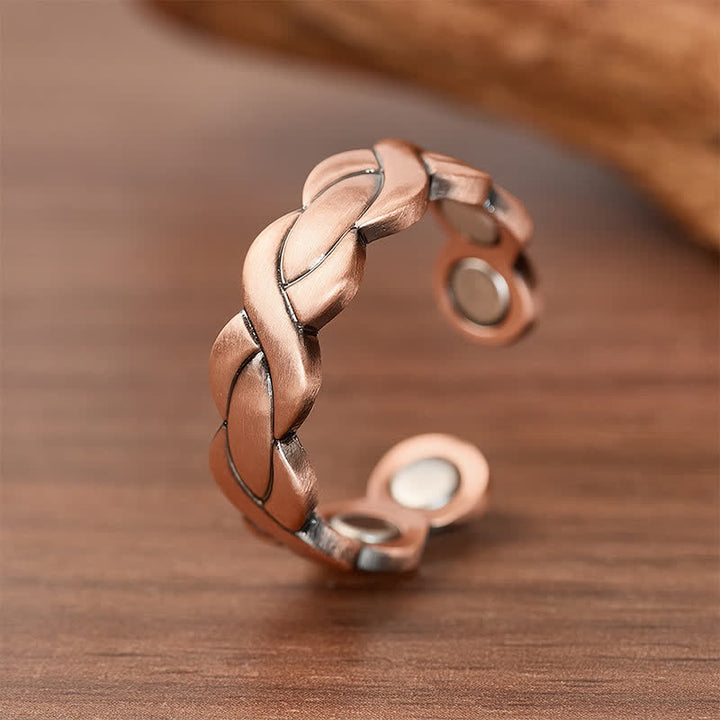 Geflochtenes, gedrehtes Armband- und Ring-Set aus reinem Kupfer mit Magnetverschluss - Ring - image 4