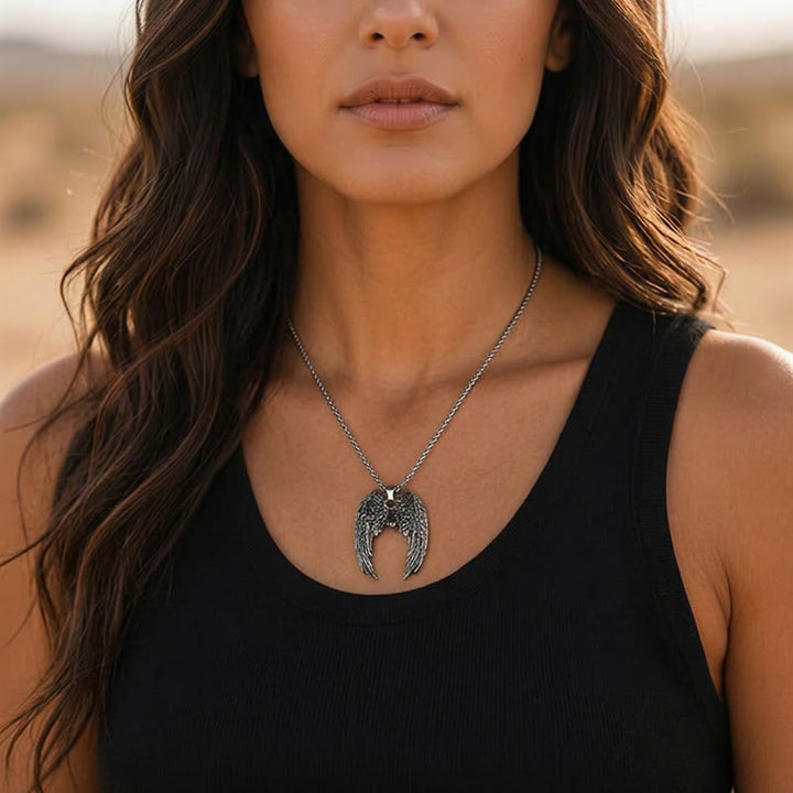Vintage Punk Engelsflügel-Federnanhänger-Halskette - image 2