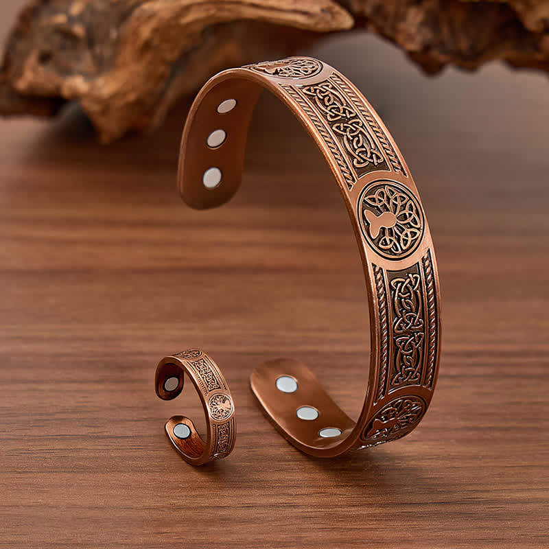 Magnetarmband und Ring-Set mit westlichem Lebensbaum-Motiv - Armband + Ring - image 0