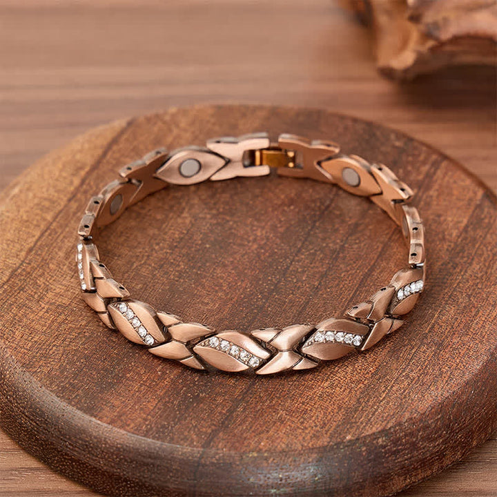 Magnetarmband aus Kupfer mit Kristallblatt-Kette und Werkzeug zum Entfernen von Gliedern - image 3