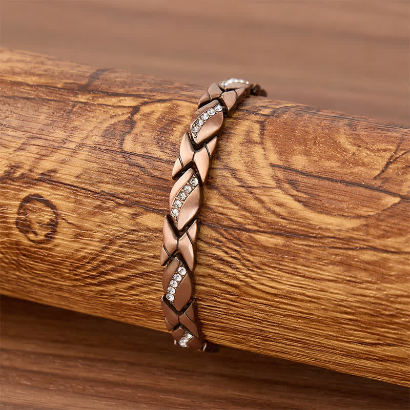 Magnetarmband aus Kupfer mit Kristallblatt-Kette und Werkzeug zum Entfernen von Gliedern - image 2