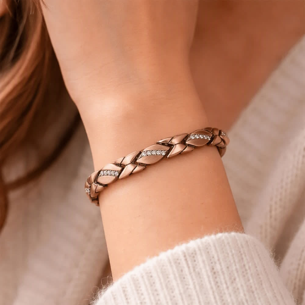 Magnetarmband aus Kupfer mit Kristallblatt-Kette und Werkzeug zum Entfernen von Gliedern - image 1