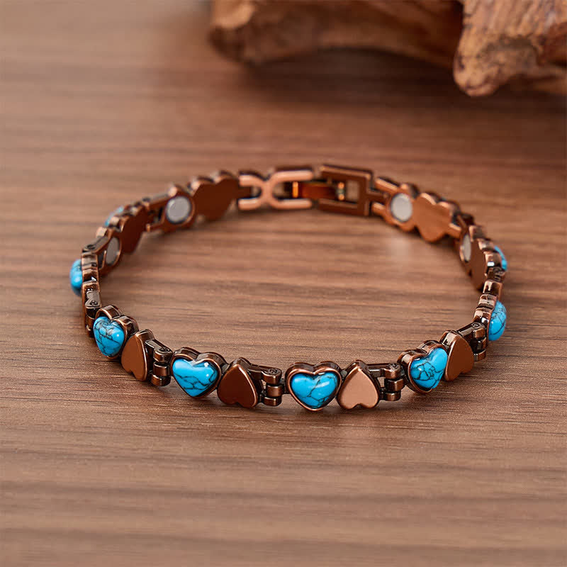 Türkisfarbenes Herz-Armband aus Kupfer mit Magnetkette und Werkzeug zum Entfernen von Gliedern - Rotbronze - image 0