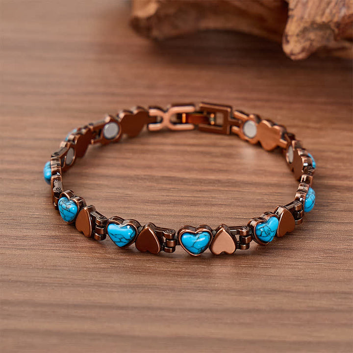 Türkisfarbenes Herz-Armband aus Kupfer mit Magnetkette und Werkzeug zum Entfernen von Gliedern - Rotbronze - image 0